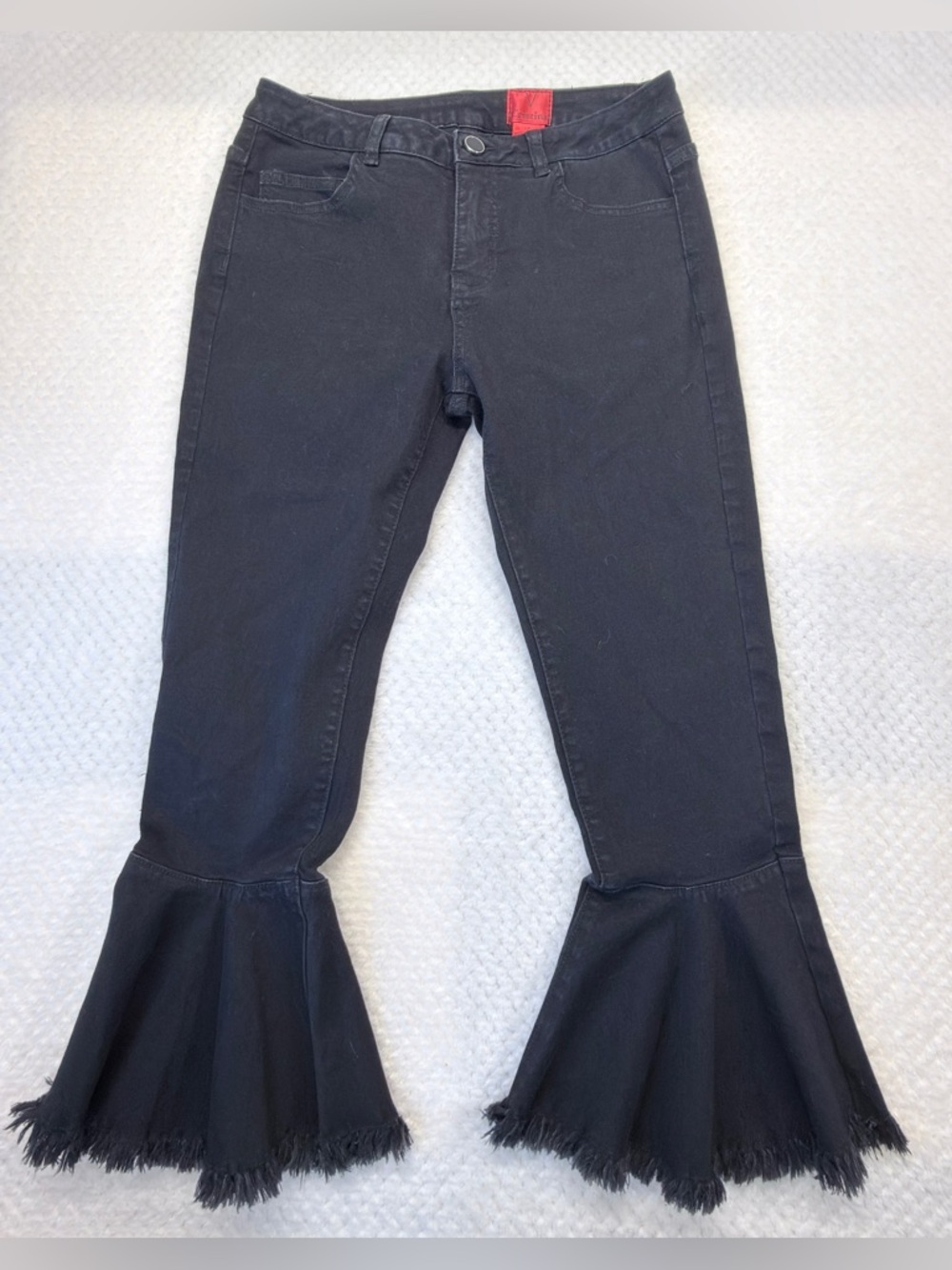 Christina Black Flare Fringe Boot Cut Pants